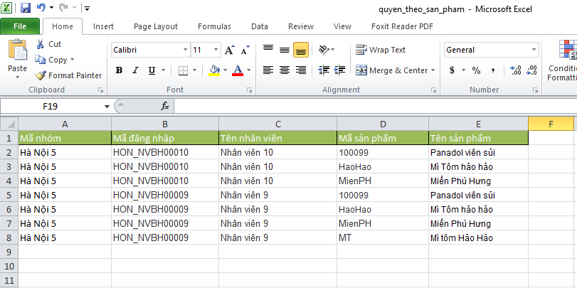 Hình 18 - Dữ liệu được xuất ra file excel