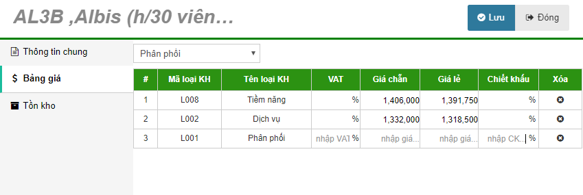 Hình 7 - Bảng giá sản phẩm có thêm phần chiết khấu