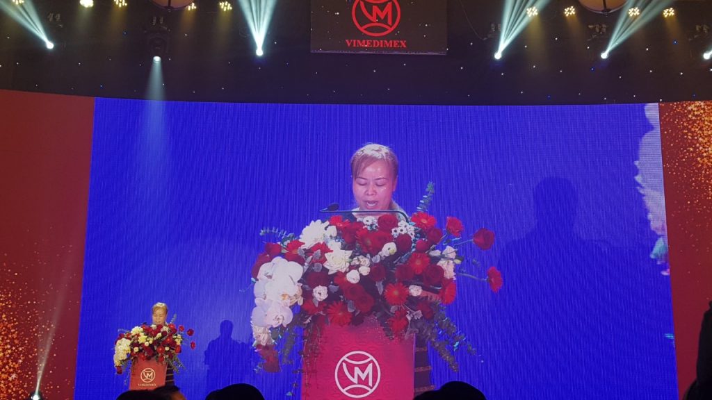 Bà Nguyễn Thị Loan - Chủ tịch HĐQT Vimedimex phát biểu trong lễ khai trương TTPP dược phẩm
