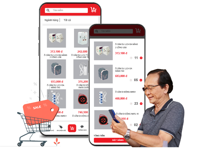 Chủ điểm bán đặt hàng trực tiếp với nhà cung ứng bằng app MobiWork Reail 