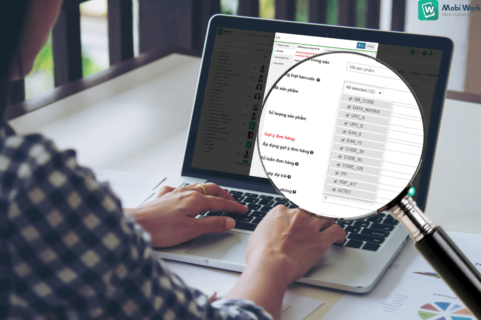MobiWork DMS có sẵn các loại Barcode thông dụng đáp ứng đủ nhu cầu của mọi ngành hàng phân phối