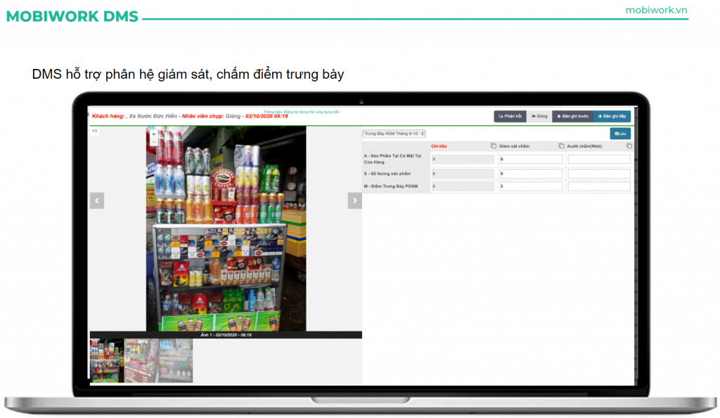 Phần mềm MobiWork DMS hỗ trợ giám sát trưng bày, chấm điểm trưng bày