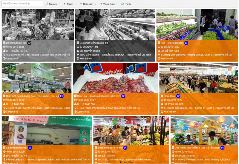Giao diện quản lý trưng bày hàng hóa