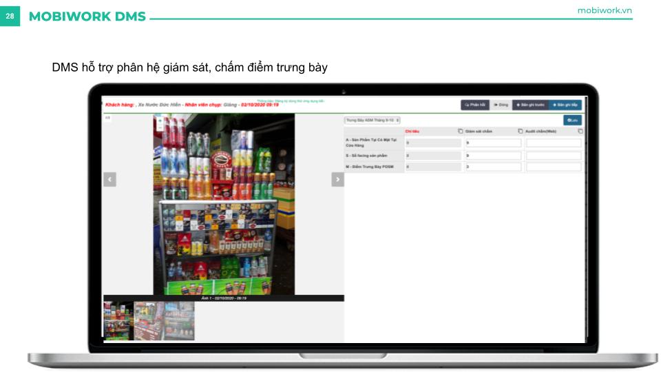 Phần mềm MobiWork DMS hỗ trợ quản lý trưng bày sản phẩm tại điểm bán